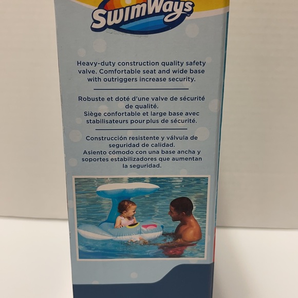 Swimways 9-24 Month Step 1 Blue Whale Sun Canopy Baby Boat Pool Float - Picture 3 of 5